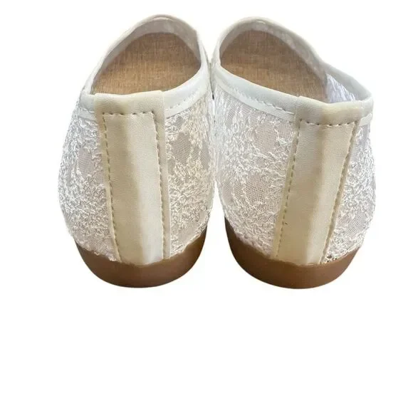 Women's White Crochet Lace Ballet Flats Size 39 - Picture 4 of 5